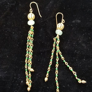 Gold and Green Agate Drop Earrings